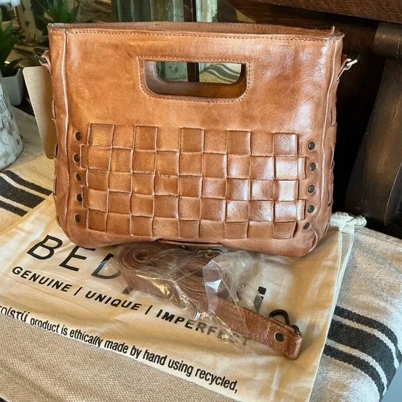 NWT Bed Stu Leather Keiki Crossbody Bag Handbag Tan DD Dip Dyed MSRP $235 - Picture 4 of 13